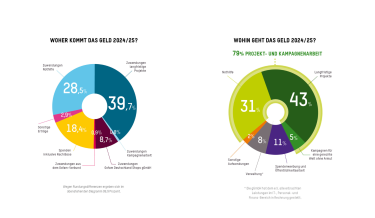 79 % unserer Ausgaben gingen im Jahr 2024/25 in unsere Projekt- und Kampagnenarbeit.