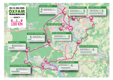 Strecke des Oxfam Trailwalker 2026 in Nancy, Frankreich