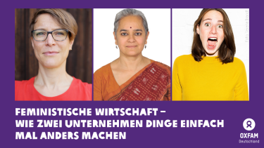 Grafik von der Podcastfolge mit Fotos von Ellen Ehmke, Mirai Chatterjee und Elisa Naranjo