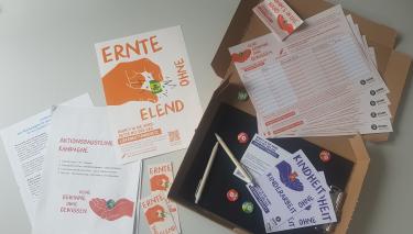 Abbildung der Materialien für die Petition zum Lieferkettengesetz 