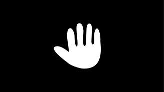 Illustration: Eine Stopp-Handgeste vor schwarzem Hintergrund