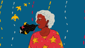 Illustration zeigt eine Frau, aus deren Mund Vögel fliegen.